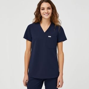 Figs Medical Scrubs Uniform Top. Med. Navy Blue.